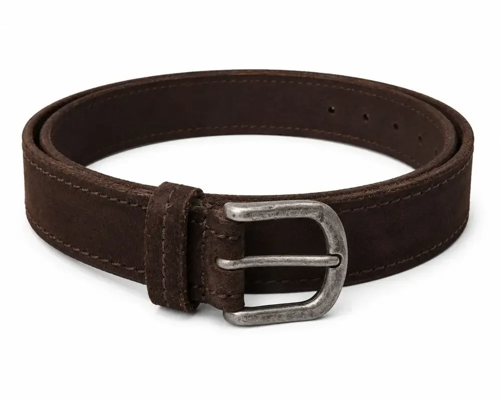 John Varvatos Star USA Textured Suede With Stitch Chocolate Men's Belt Size 40